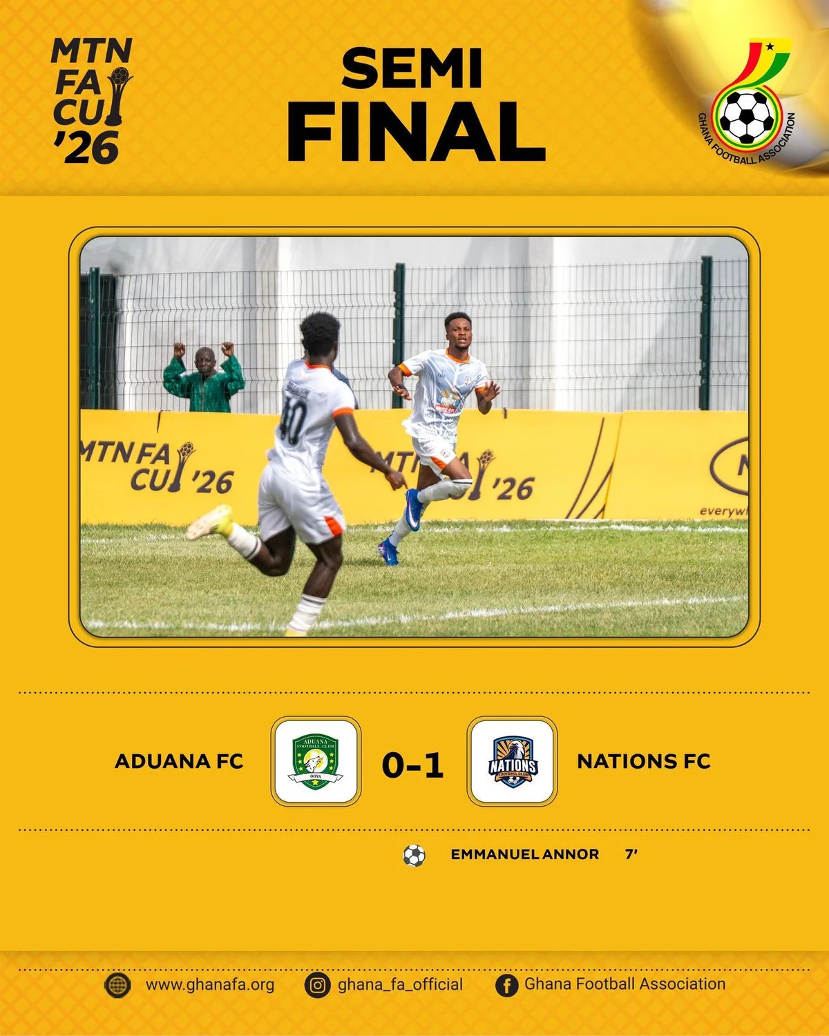 Nations FC reach historic FA Cup final with Narrow win over Aduana FC
