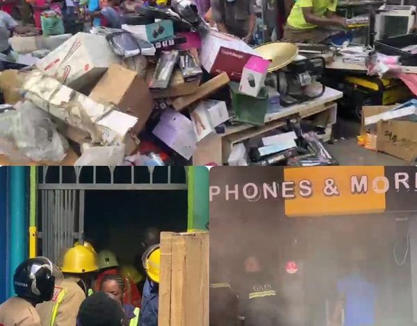 Ashanti Region: Fire destroys shops, wares worth millions of cedis at Adum