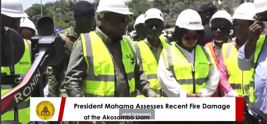 Mahama visits Akosombo substation, commends VRA’s response to fire incident