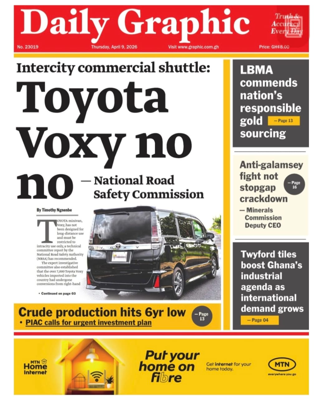 Newspaper headlines: Thursday, April 9, 2026