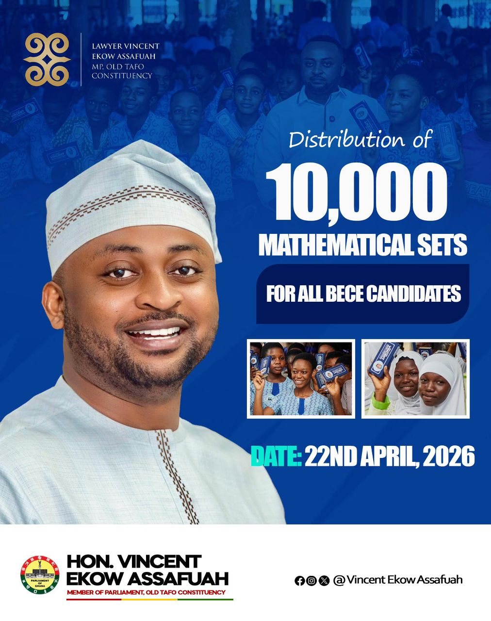 Old Tafo MP to distribute 10,000 mathematical sets to BECE candidates