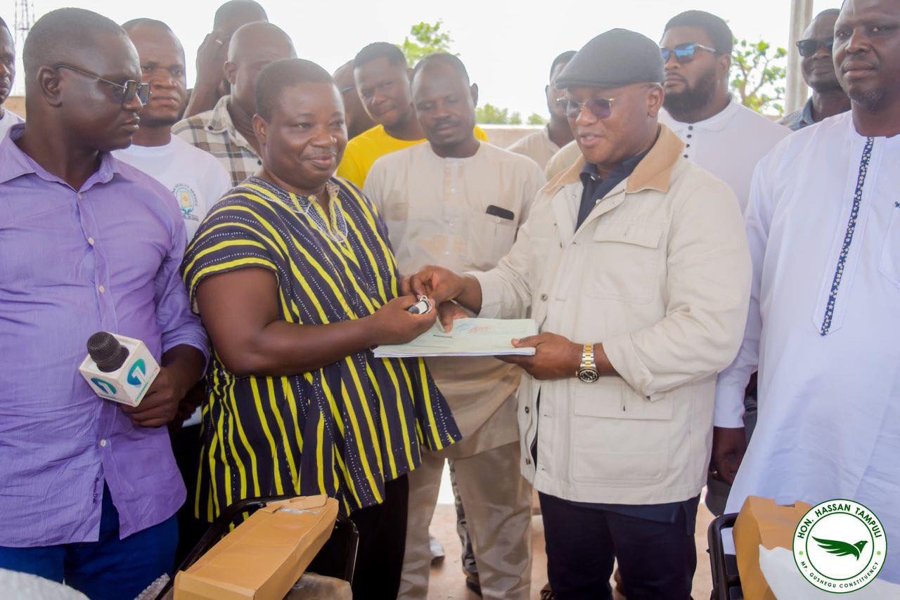 Tampuli donates motorbikes, maths sets to support GES, GHS in Gushegu