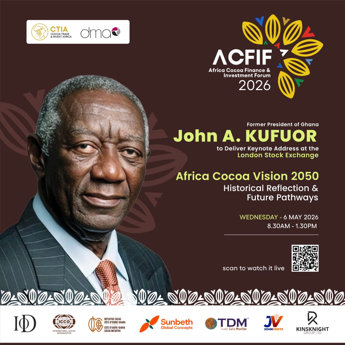 Ex-President Kufuor to headline global cocoa summit in London with vision for Africa’s future